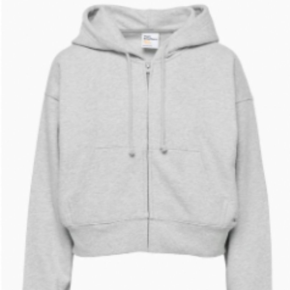 Tna TERRY FLEECE BOYFRIEND BOXY ZIP HOODIE size small in grey